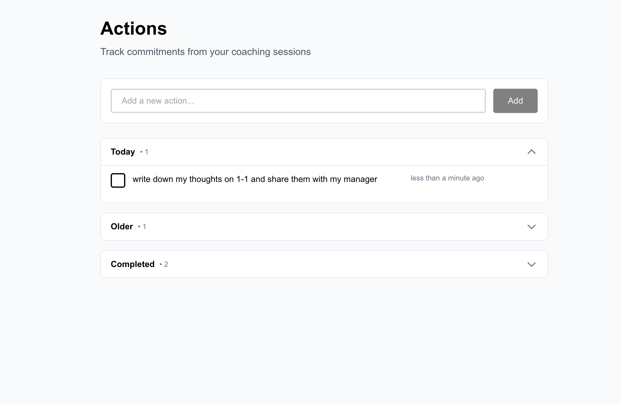 Action tracked in my dashboard